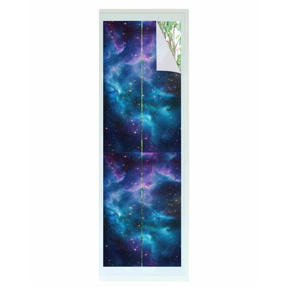 Window Privacy Film Starry Sky Stained Glass Window Film Decorative Sun Block Window Cover Modern Rustic Blue Purple Ombre Star Night Window Clings Static Adhesive Sticker for Bathroom 23.6"x78.7"