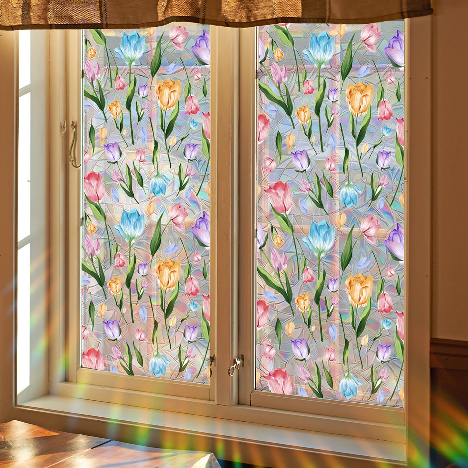 Window Privacy Film Static Clings 3D Window Decals Stickers Rainbow ...