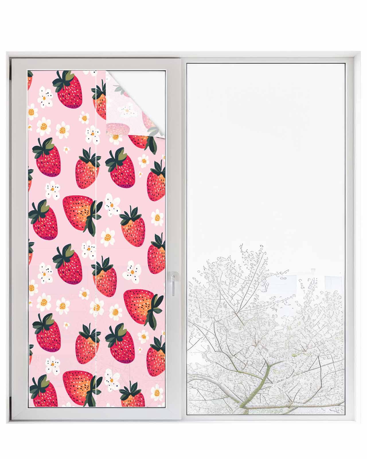 Window Privacy Film Strawberry Stained Glass Window Film Decorative Sun ...