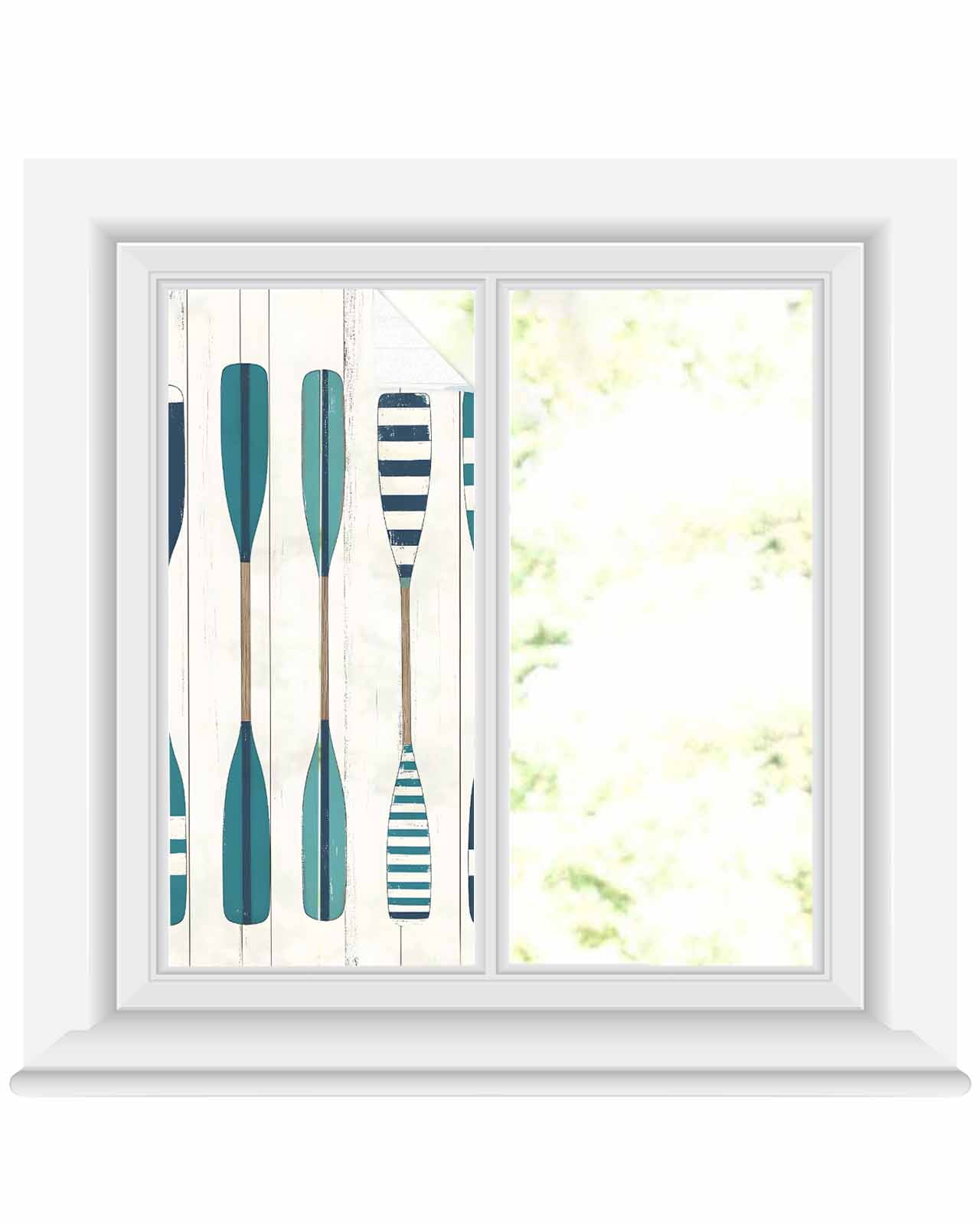 Window Privacy Film Striped Lake Paddles Stained Glass Window Film ...