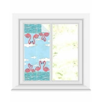 Window Privacy Film Summer Cute Flamingo Stained Glass Window Film Decorative Sun Block Window Cover Cartoon Animal Cloud Blue Sky Window Clings Static Adhesive Sticker for Bathroom 19.6"x39.3"