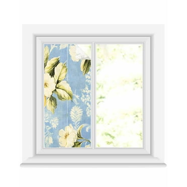 Window Privacy Film Summer Lemon Stained Glass Window Film Decorative Sun Block Window Cover Spring Floral Leaves Pastoral Window Clings Static Adhesive Sticker for Bathroom 19.6"x39.3"