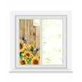 thumbnail image 1 of Window Privacy Film Sunflower Bee Stained Glass Window Film Decorative Sun Block Window Cover Farmhouse Brown Wooden Botanical Floral Window Clings Static Adhesive Sticker for Bathroom 17.7"x39.3", 1 of 6