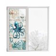 thumbnail image 1 of Window Privacy Film Teal Octopus Coastal Stained Glass Window Film Decorative Sun Block Window Cover Summer Beach Nautical Starfish Retro Window Clings Static Adhesive Sticker for Bathroom 23.6"x59", 1 of 6