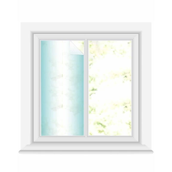 Window Privacy Film,Teal Ombre Sun Blocking Window Tint Film Heat Control One Way Blackout Window Film,Teal Green White Gradient Abstract Modern Minimalism Art Non Adhesive Static Cling 17.7x39.3 In