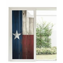 Window Privacy Film Texas Stars Stained Glass Window Film Decorative Sun Block Window Cover Navy Blue Red Retro Gray Wooden Window Clings Static Adhesive Sticker for Bathroom 35.4"x78.7"