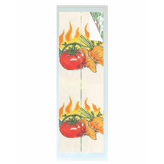 Window Privacy Film Tomato Carrot Stained Glass Window Film Decorative Sun Block Window Cover Watercolor Fire Vegetable Window Clings Static Adhesive Sticker for Bathroom 29.5"x118"