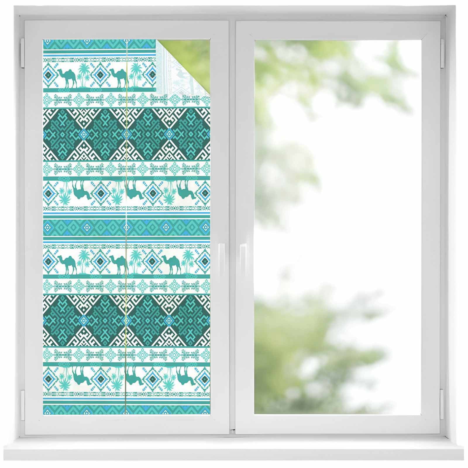 Window Motivs Window Privacy Film Turquoise Boho Stained Glass Window Film Decorative ...