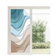 thumbnail image 1 of Window Privacy Film Turquoise Brown Stained Glass Window Film Decorative Sun Block Window Cover Teal White Geometric Gradient Stripes Window Clings Static Adhesive Sticker for Bathroom 35.4"x78.7", 1 of 7