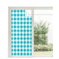 thumbnail image 1 of Window Privacy Film Turquoise Checkered Stained Glass Window Film Decorative Sun Block Window Cover Farmhouse Buffalo Plaid Window Clings Static Adhesive Sticker for Bathroom 35.4"x78.7", 1 of 7