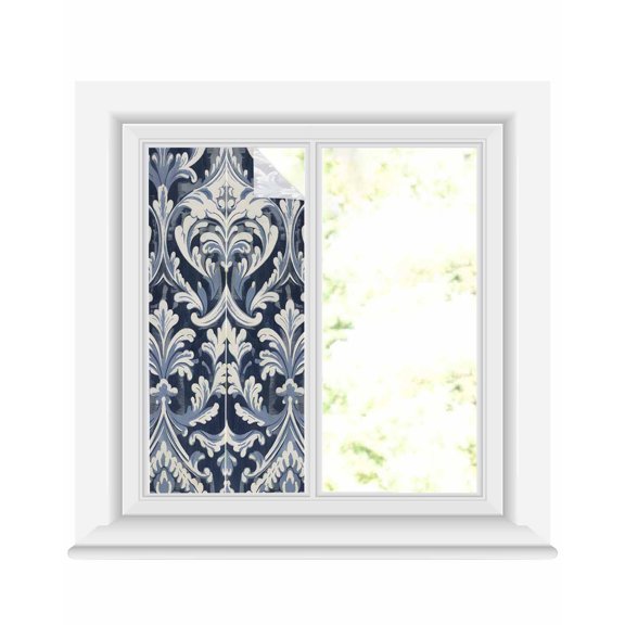Window Privacy Film Vintage Boho Stained Glass Window Film Decorative Sun Block Window Cover Farmhouse Abstract Floral Aesthetic Art Window Clings Static Adhesive Sticker for Bathroom 17.7"x39.3"