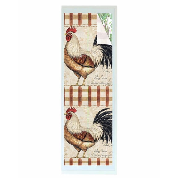 Window Privacy Film Vintage Rooster Stained Glass Window Film Decorative Sun Block Window Cover Watercolor Spring Floral Farmhouse Animals Window Clings Static Sticker for Bathroom 29.5"x118"