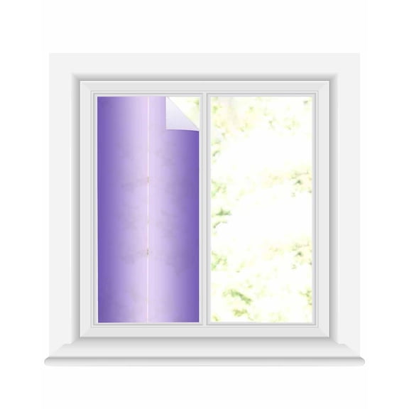 Window Privacy Film, Violet Ombre UV Sun Blocking Window Tint Film Heat Control One Way Blackout Window Film, Modern Abstract Gradient Color Art Non Adhesive Static Cling Window Sticker 17.7x39.3 In