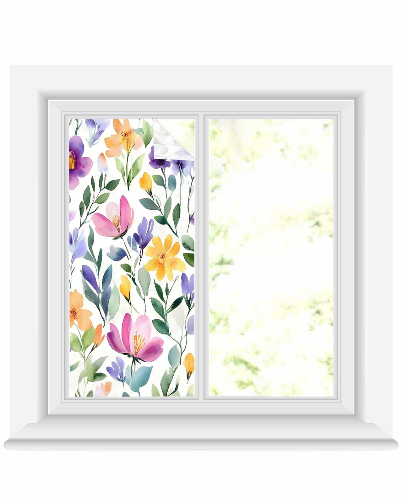 Window Privacy Film Watercolor Floral Stained Glass Window Film ...