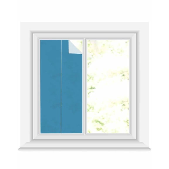 Window Privacy Film, Wave Blue UV Sun Blocking Window Tint Film Heat Control One Way Blackout Window Film, Pure Blue Solid Color Simple Minimalism Art Non Adhesive Static Cling Sticker 17.7x39.3 In