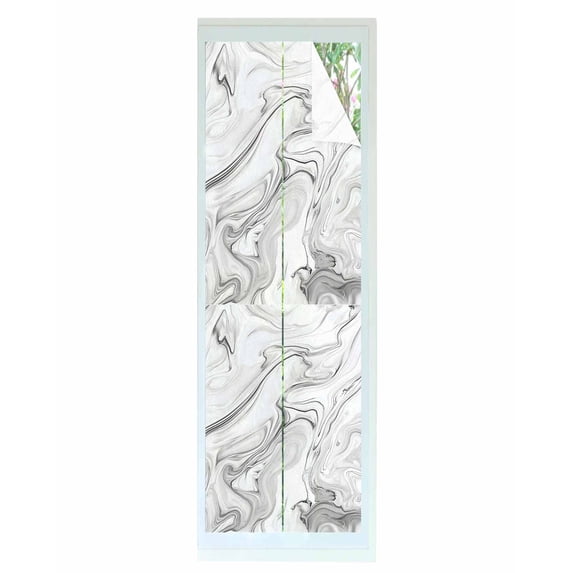 Window Privacy Film White Gray Marble Stained Glass Window Film Decorative Sun Block Window Cover Modern Minimalist Abstract Texture Window Clings Static Adhesive Sticker for Bathroom 23.6"x78.7"