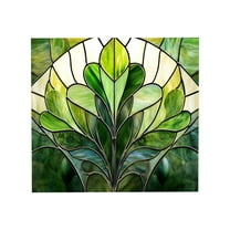 Window Privacy Film Window Film 3D Decorative Window Cling Stained Glass Static Window Film Privacy Clings Sun Blocking Sticker PVC Home Covering for Home Office Living Room, Green