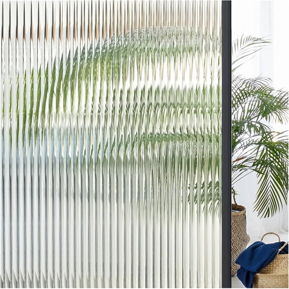 Window Privacy Film,Window Reeded Glass Film for Glass Windows,3D Bathroom Decorative Window Clings,Decals Sun Blocking Window Coverings Frosted Stickers,15.7x39.4 in,Translucent
