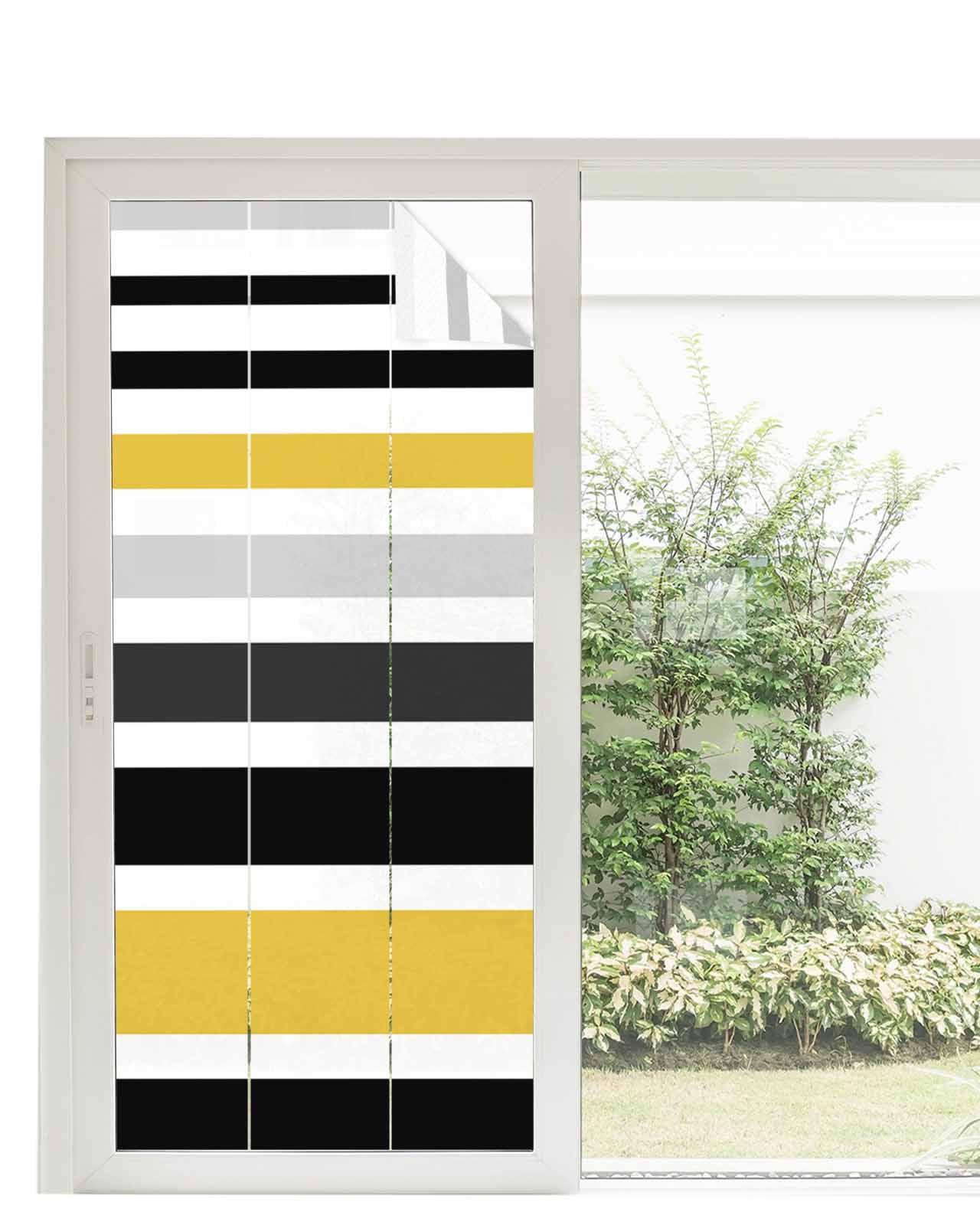 Window Privacy Film Yellow Black Stripe Stained Glass Window Film ...