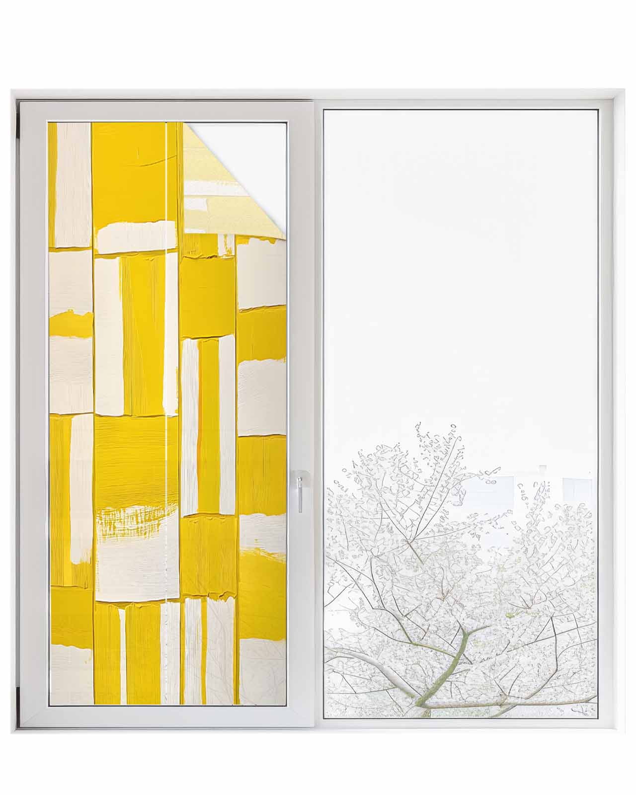 Window Privacy Film Yellow Geometric Stained Glass Window Film ...