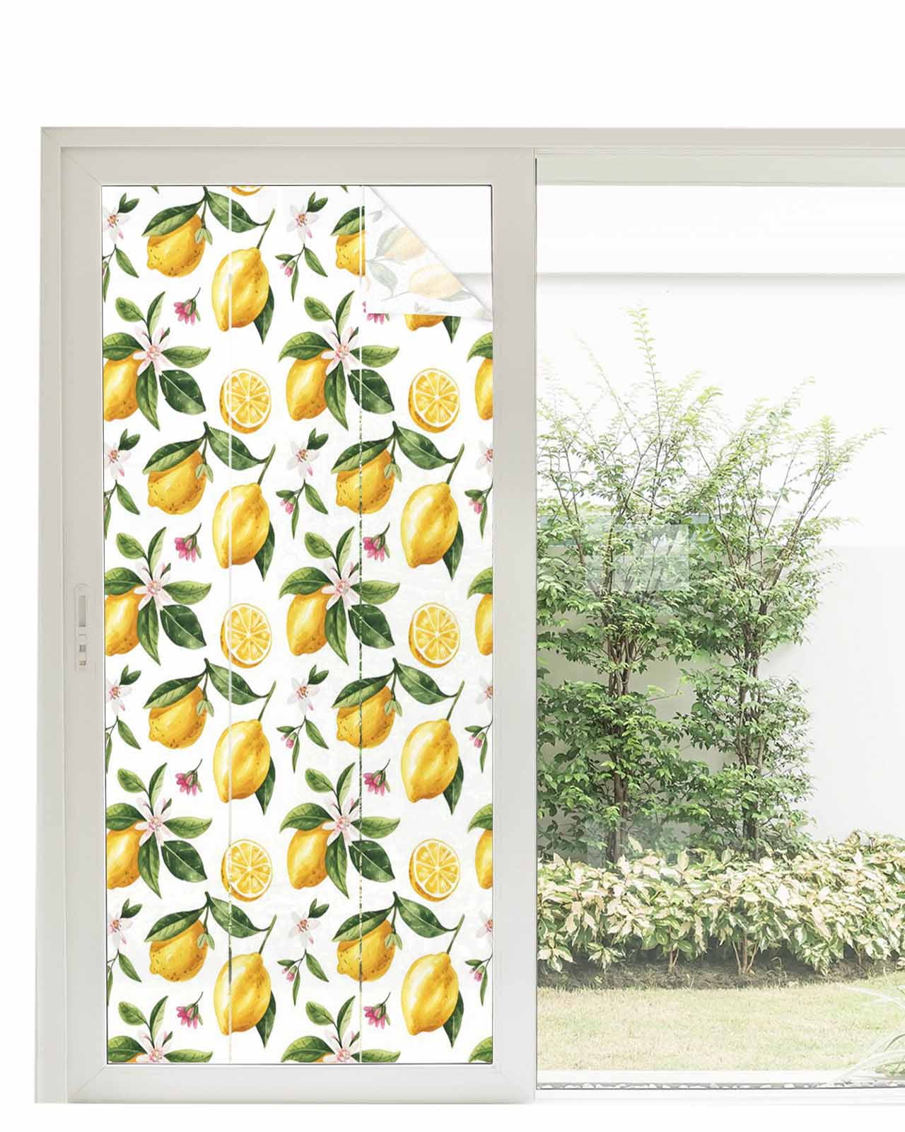 Window Privacy Film Yellow Lemon Stained Glass Window Film Decorative ...