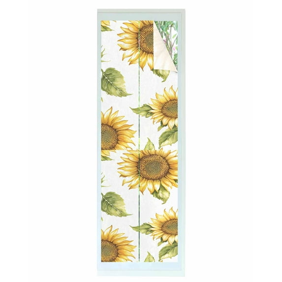 Window Privacy Film Yellow Sunflowers Stained Glass Window Film Decorative Sun Block Window Cover Summer Botanical Floral Leaves Window Clings Static Adhesive Sticker for Bathroom 23.6"x78.7"