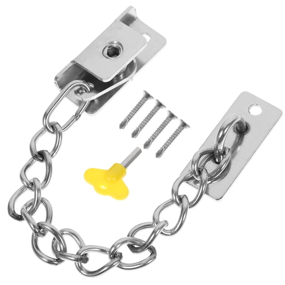 White Door Reinforcement Lock Chain for Window and Door Safety, Strengthened Security Hardware