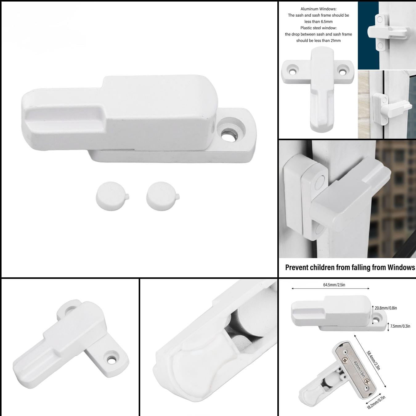 QCAA Keyed Sash Lock – 4-Pack, Heavy-Duty, Child-Proof Security For Windows, CTC 1.77", White (Made In Taiwan)