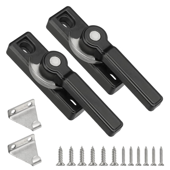Window Sash Locks 2.9 x 0.9", 2Pcs Sliding Cam Action Sash Locks and Keeper Replacement for Bedrooms Bathrooms Vertical and Horizontal Sliding Windows, Black