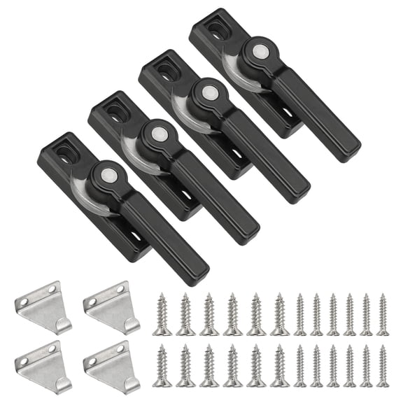 Window Sash Locks 2.9 x 0.9", 4Pcs Sliding Cam Action Sash Locks and Keeper Replacement for Bedrooms Bathrooms Vertical and Horizontal Sliding Windows, Black