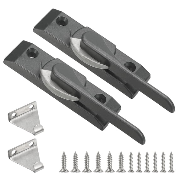 Window Sash Locks 3.4 x 0.9", 2Pcs Sliding Left Opening Cam Action Sash Locks and Keeper Replacement for Bedrooms Bathrooms Vertical and Horizontal Sliding Windows, Gray