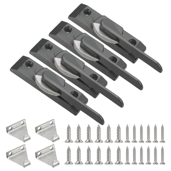 Window Sash Locks 3.4 x 0.9", 4Pcs Sliding Left Opening Cam Action Sash Locks and Keeper Replacement for Bedrooms Bathrooms Vertical and Horizontal Sliding Windows, Gray