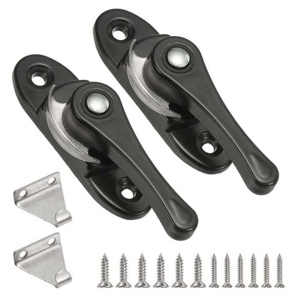 Window Sash Locks 3 x 0.9", 2Pcs Sliding Cam Action Sash Locks and Keeper Replacement for Bedrooms Bathrooms Vertical and Horizontal Sliding Windows, Black