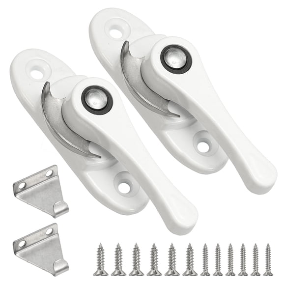 Window Sash Locks 3 x 0.9", 2Pcs Sliding Cam Action Sash Locks and Keeper Replacement for Bedrooms Bathrooms Vertical and Horizontal Sliding Windows, White