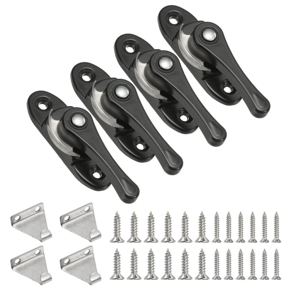Window Sash Locks 3 x 0.9", 4Pcs Sliding Cam Action Sash Locks and Keeper Replacement for Bedrooms Bathrooms Vertical and Horizontal Sliding Windows, Black