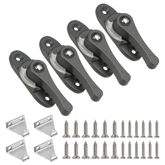 Window Sash Locks 3 x 0.9", 4Pcs Sliding Cam Action Sash Locks and Keeper Replacement for Bedrooms Bathrooms Vertical and Horizontal Sliding Windows, Gray