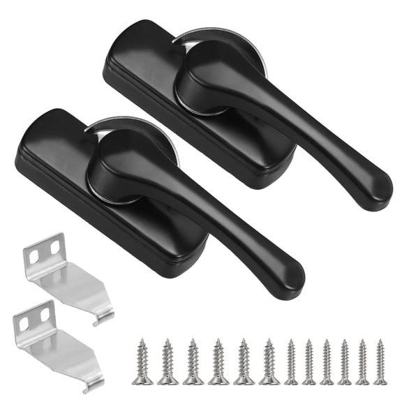 Window Sash Locks 3 x 1", 2Pcs Sliding Cam Action Sash Locks and Keeper Replacement for Bedrooms Bathrooms Vertical and Horizontal Sliding Windows, Black