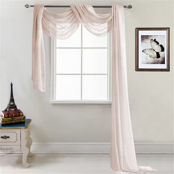Window Scarf Valance Curtains - Extra Long Sheer Valances for Windows - Curtains for Living Room， Kitchen，New Window Sheer Scarf Multifunction，Decoration Superior Threads(Pink，1 * Window Screen）