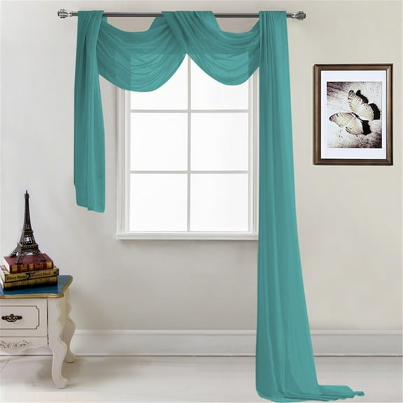 Window Scarf Valance Curtains - Extra Long Sheer Valances for Windows - Curtains for Living Room， Kitchen，New Window Sheer Scarf Multifunction，Decoration Superior Threads(Green，1 * Window Screen）
