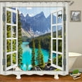 thumbnail image 1 of Window Scenery Bathroom Decoration Shower Curtain Country Beautiful Landscape Printing Curtain Home Decoration Curtain With Hook, 1 of 4