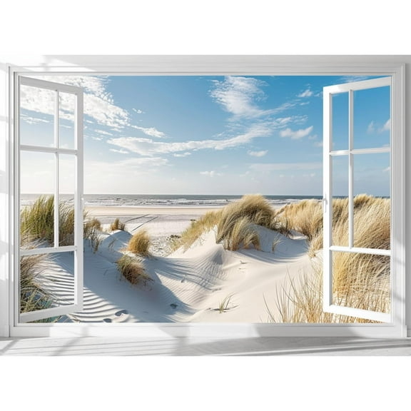Window Scenery to Seaside Beach 5D Diamond Art Painting by Number Kits for Adults DIY Paint with Round Full Drill Diamond Gems Painting Art Craft for Home Wall Decor 15.8x19.8in(3)