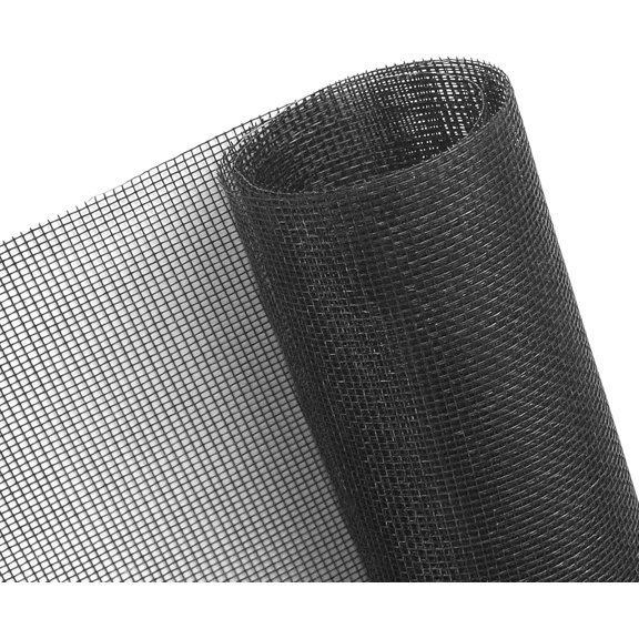 Window Screen, Adjustable Flexible Fiberglass Mesh - Replacement Kit for Patio Porch Door and Sliding Screen Doors (Black)
