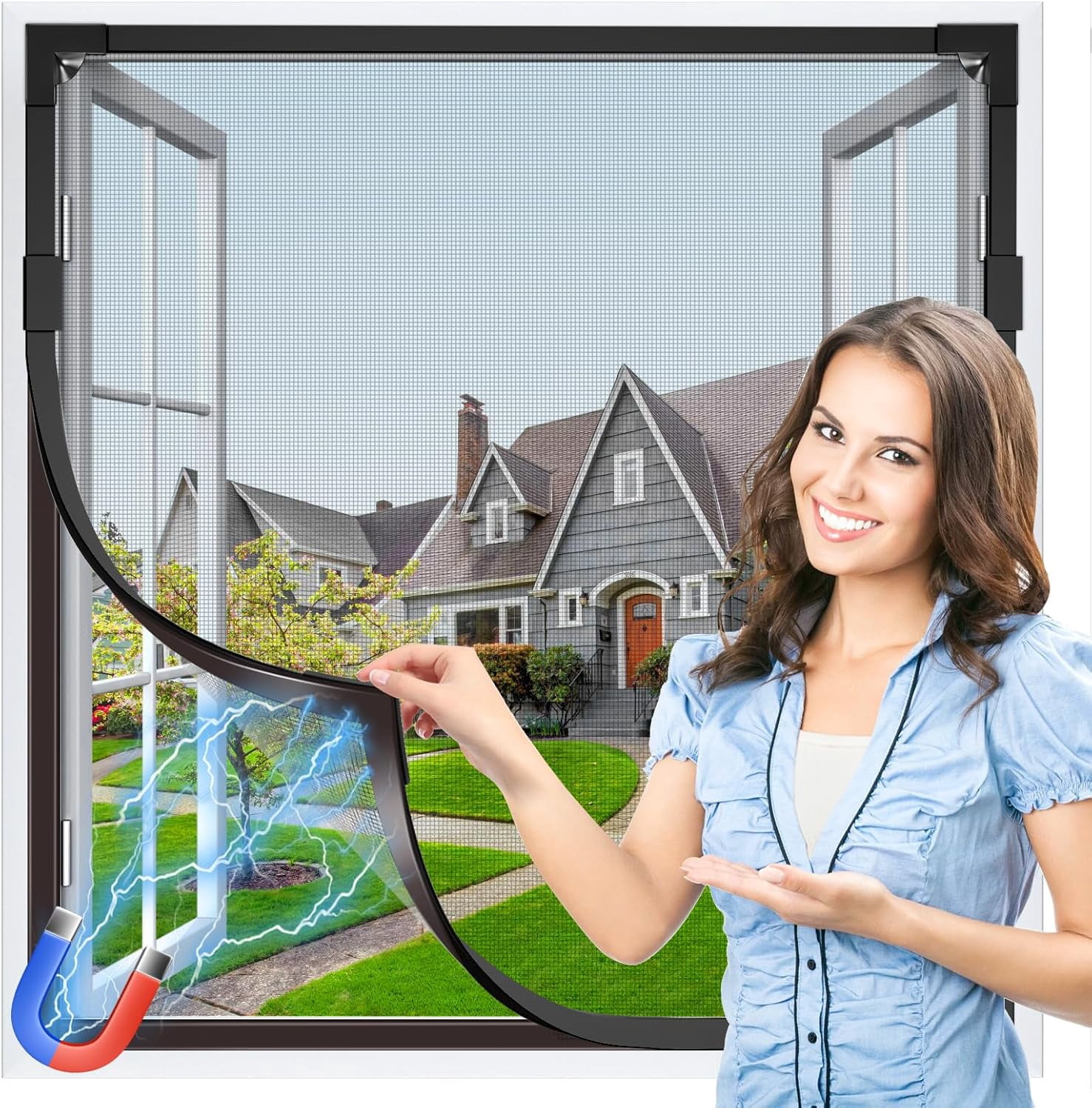 Window Screen Adjustable Magnetic Window Screen Replacement Max 39” x ...