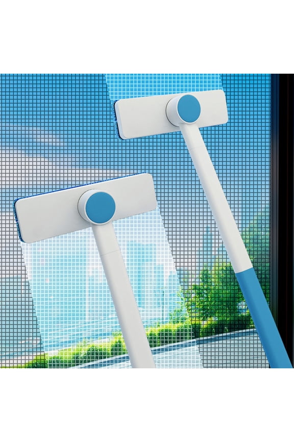 Window Screen Brush Detachable Handle for Wet & Dry Cleaning White Mesh 1-Piece for Home & Office Windows