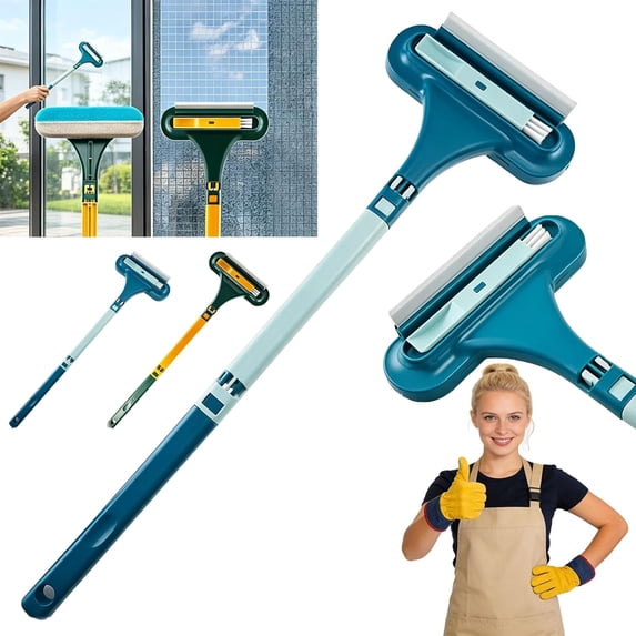 Window Screen Cleaner, 2 in 1 Window Screen Cleaning Brush with Squeegee, Mesh Screen Cleaner Tool for Patio, Door, Porch Screens, Wet Dry Dual-Use (1PC-A)