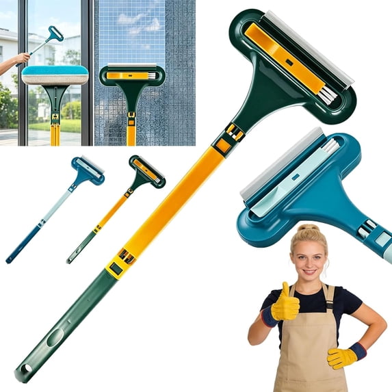 Window Screen Cleaner, 2 in 1 Window Screen Cleaning Brush with Squeegee, Mesh Screen Cleaner Tool for Patio, Door, Porch Screens, Wet Dry Dual-Use (1PC-B)