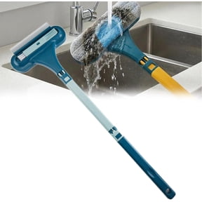 Window Screen Cleaning Brush, 2 in 1 Window Screen Cleaning Brush with Squeegee, Multipurpose Mesh Screen Cleaner Tool with Detachable Extended Handle, Lightweight Reusable (Blue)