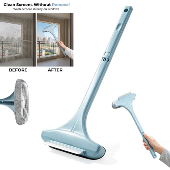 Window Screen Cleaning Brush, 2026 Upgraded 2 in 1 Mesh Cleaner Brush, Multi-Purpose Cleaning Brus, Window Screen Cleaner Tool with Squeegee, for Household Window Cleaning