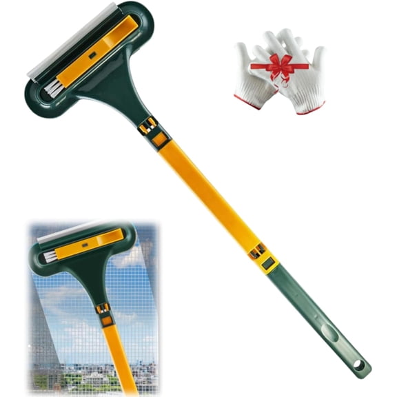 Window Screen Cleaning Brush,3 in 1 Window Screen Cleaner Tool with Squeegee, Mesh Screen Cleaner,Window Track Brush,Multi-Purpose Cleaning Brush for Patio, Door, Porch Screens (1 Pcs(Yellow))