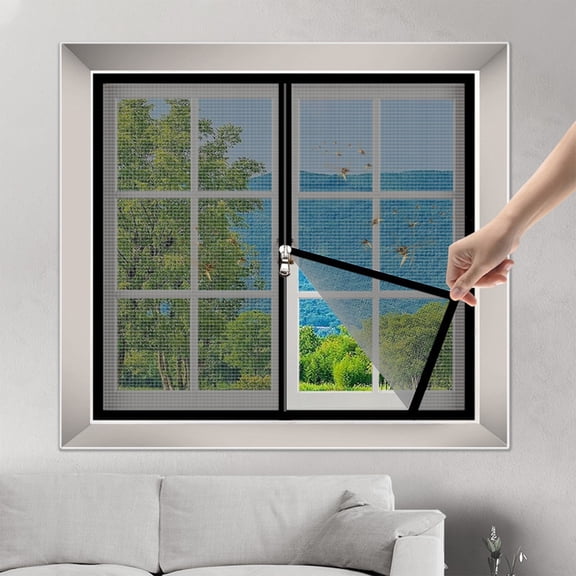 Window Screen, Czzoypi Adjustable Stainless Steel Fine Mesh Protector, 39" x 47" Window Frames with Mesh Fireproof Easy Installation, Black